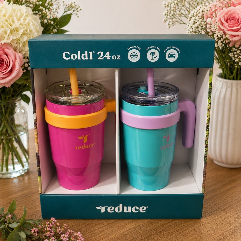 reduce 24 oz Insulated Tumbler Set - Pink & Teal